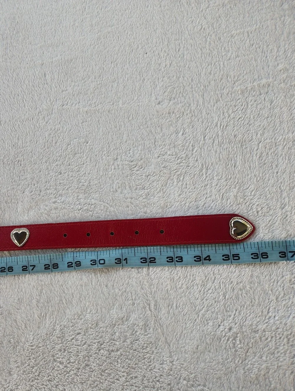 Red Heart Accent Women's Belt with Silver Buckle